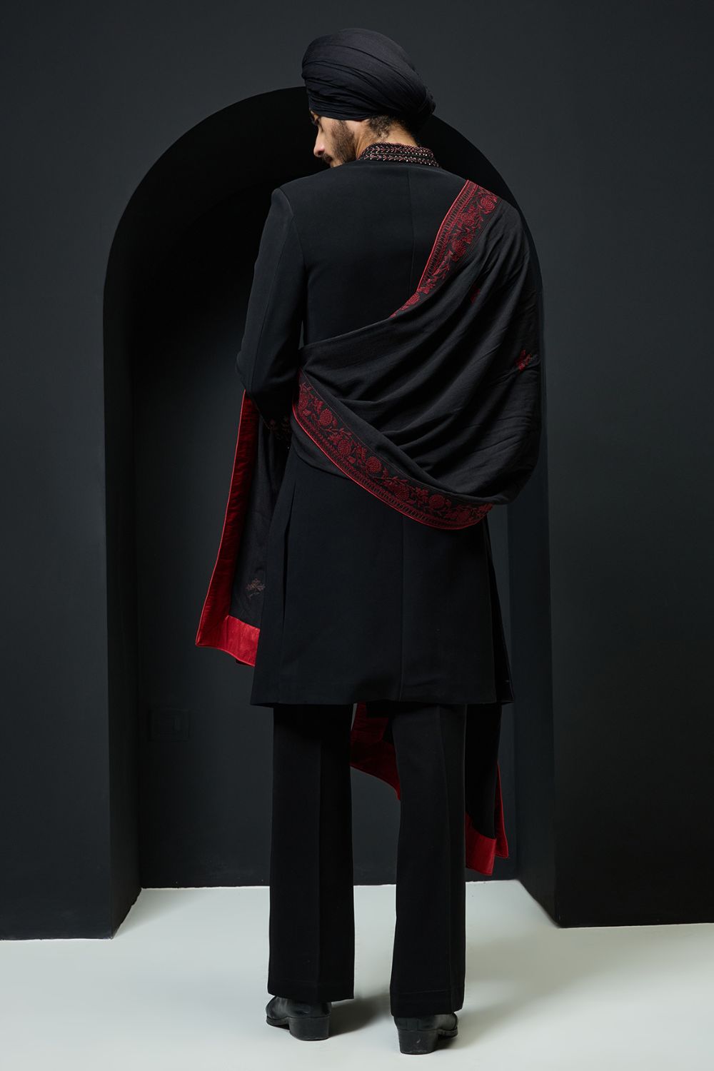Black indo Western with spring thread work