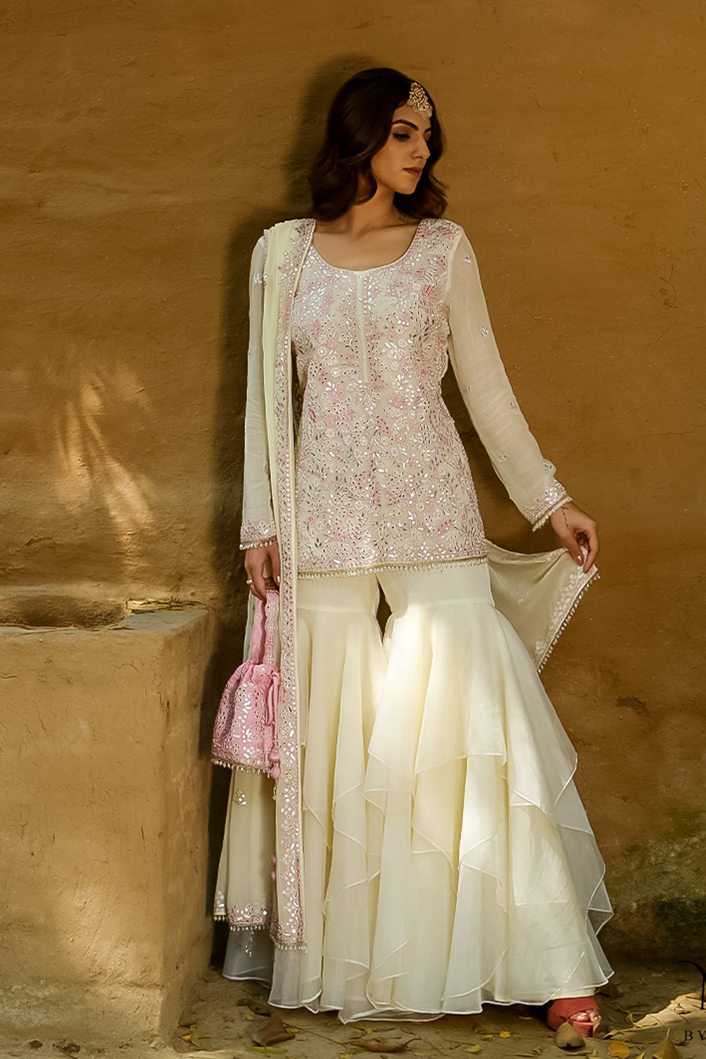 Zoya - Lemon Short Kurta Sharara Set