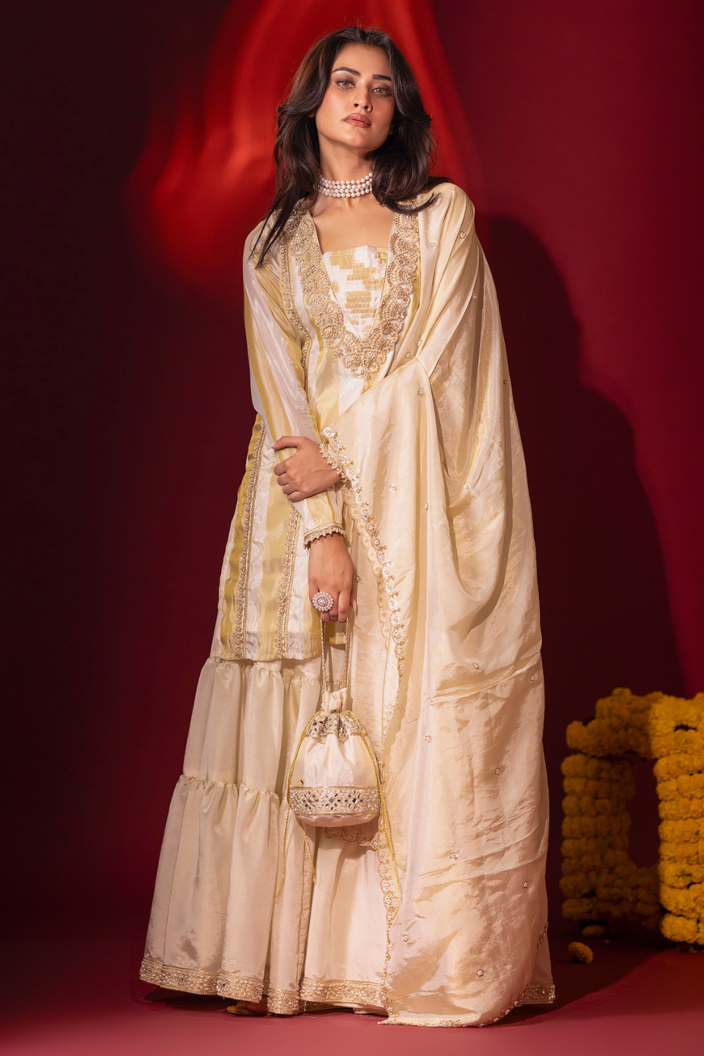 Tissue Kurta and Gharara Set