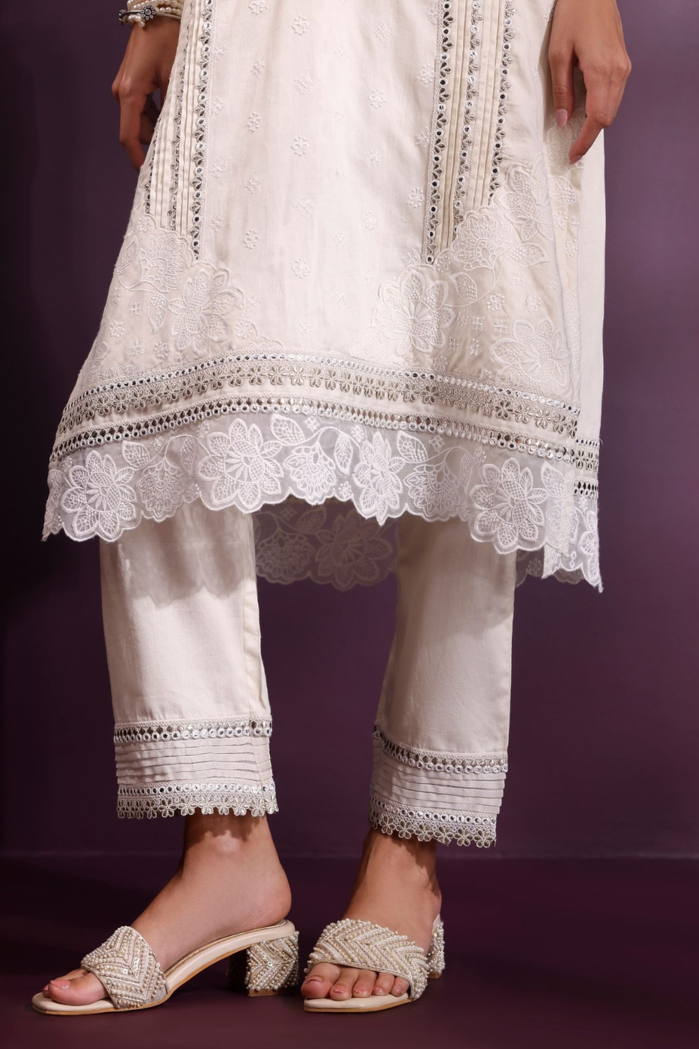 Pira Pima Satin Off White Kurta Set