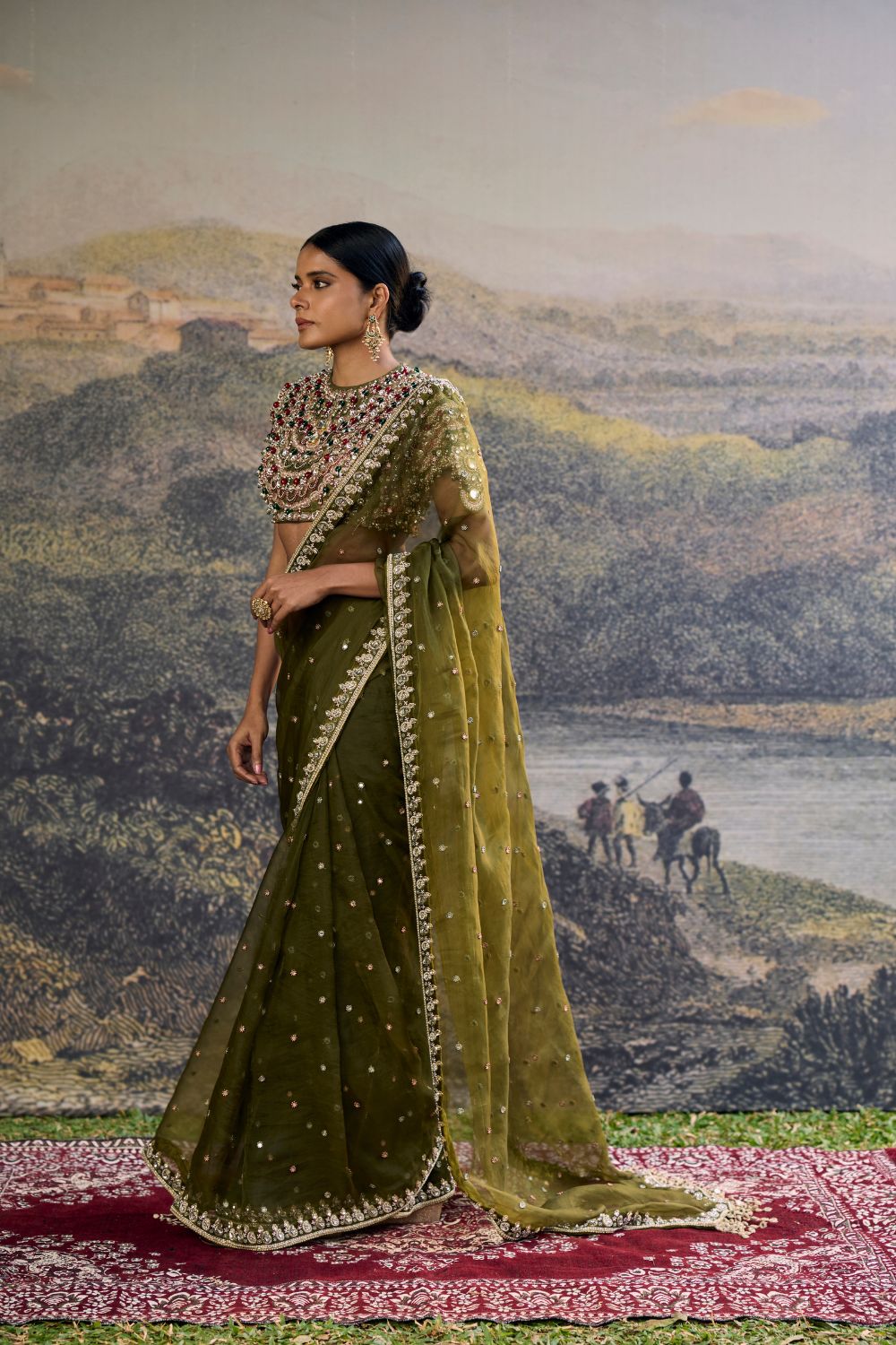Zoya Jewel Organza Saree Set