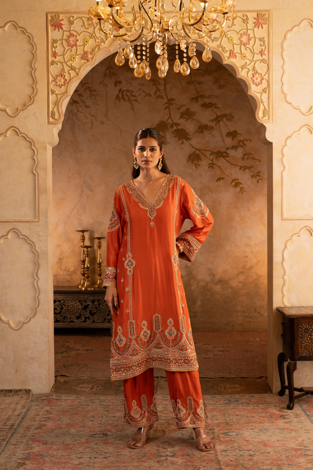 Rust Silk Suit Set