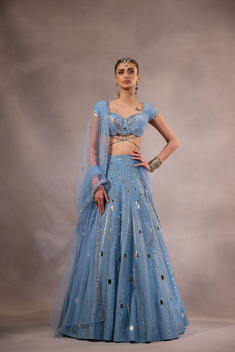 Blue Embroidered Lehenga