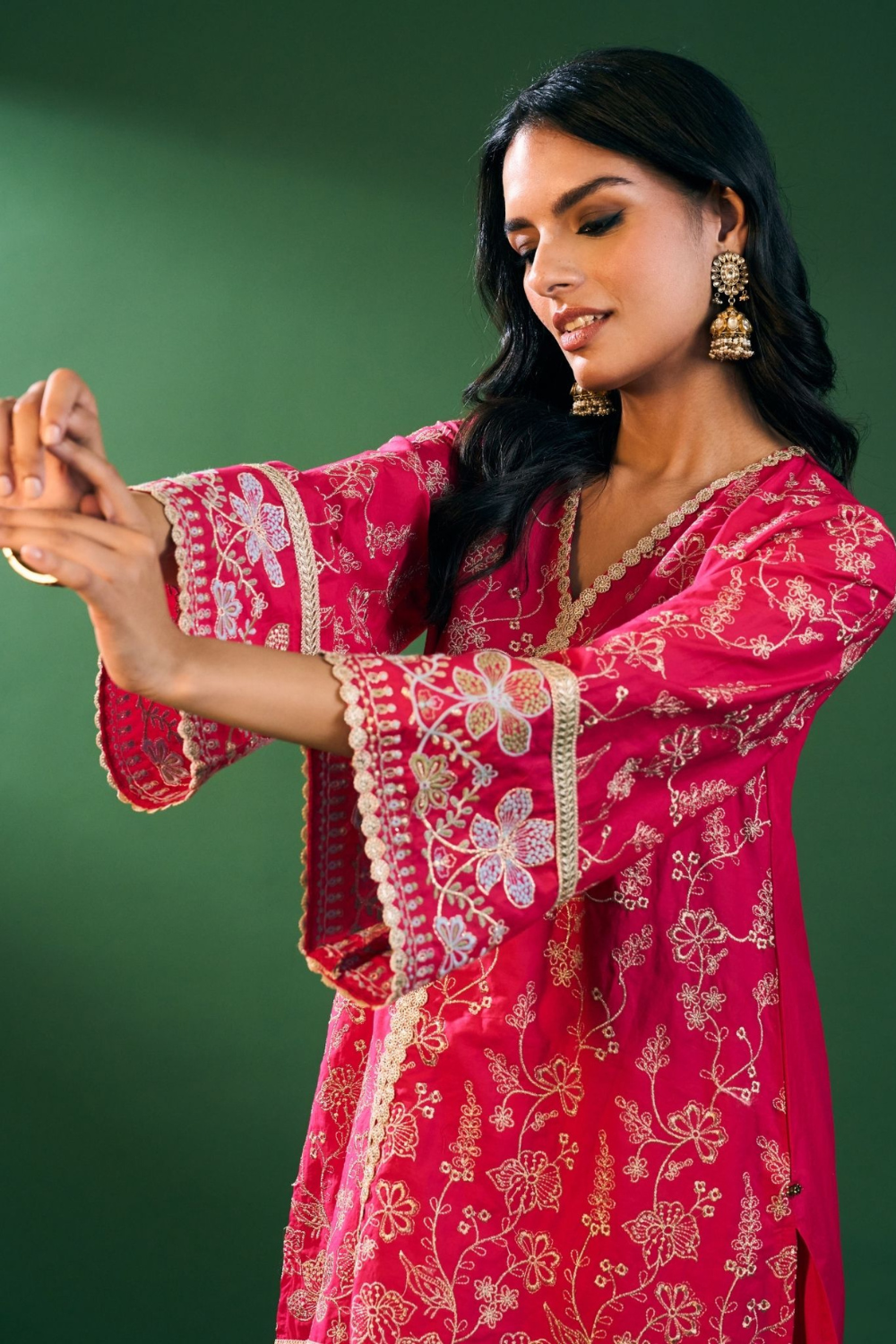 Rina Cotton Fuchsia Kurta with Fuchsia Dhoti Pant Set