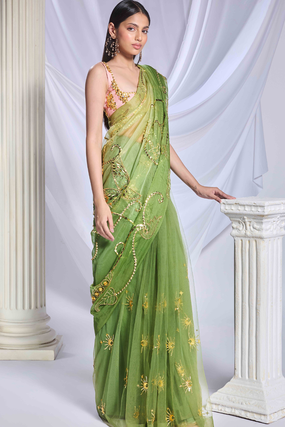 Sea Frost saree set