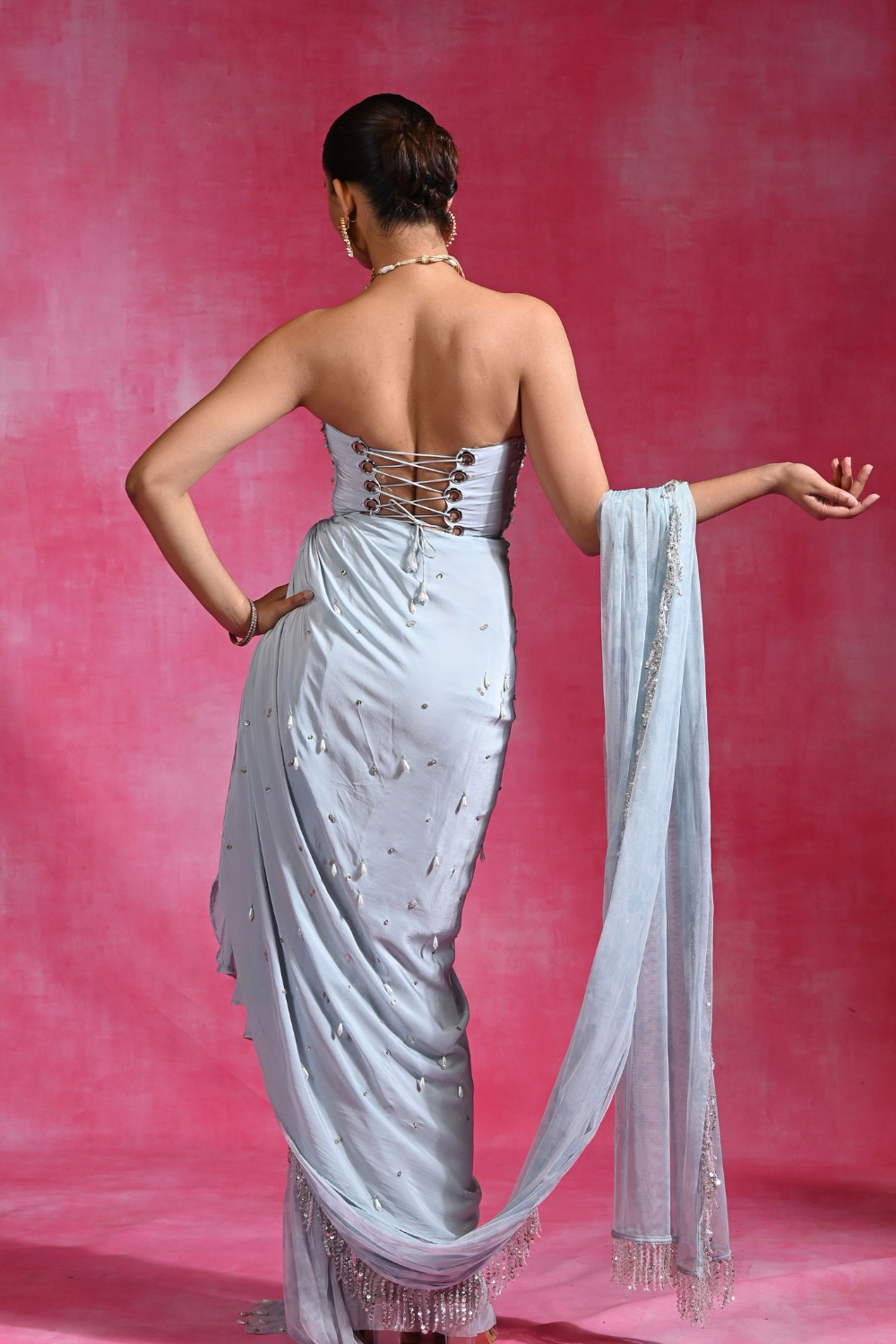 Ice Blue Crush Saree