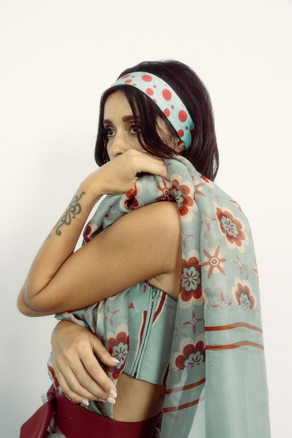 Retro florals Modern Teal