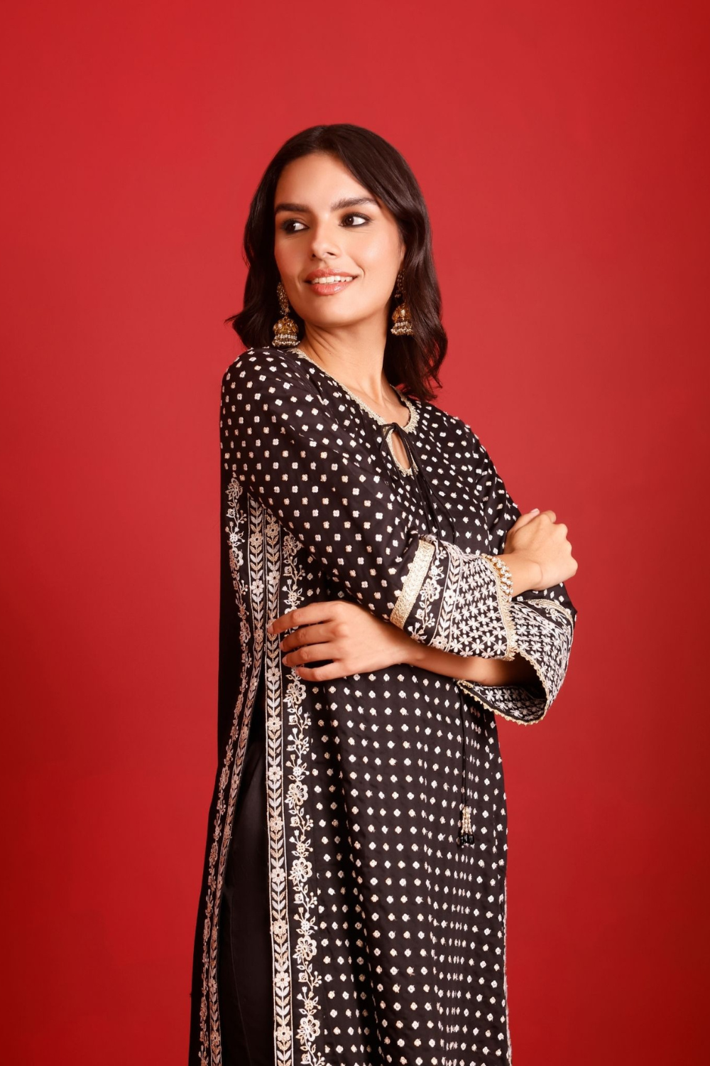 Reya Pima Satin Black Kurta Set