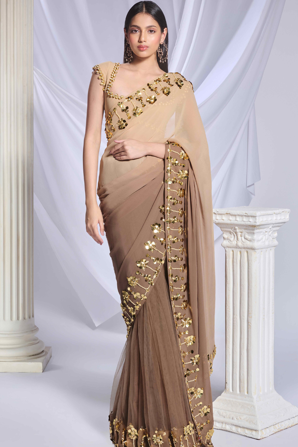 Taupe it up saree set