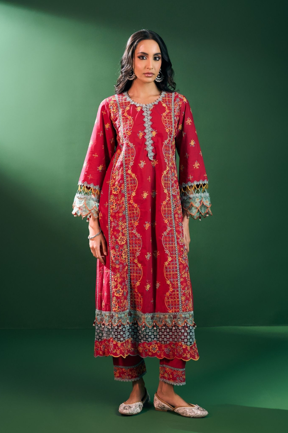 Risa Cotton Red Kurta Set