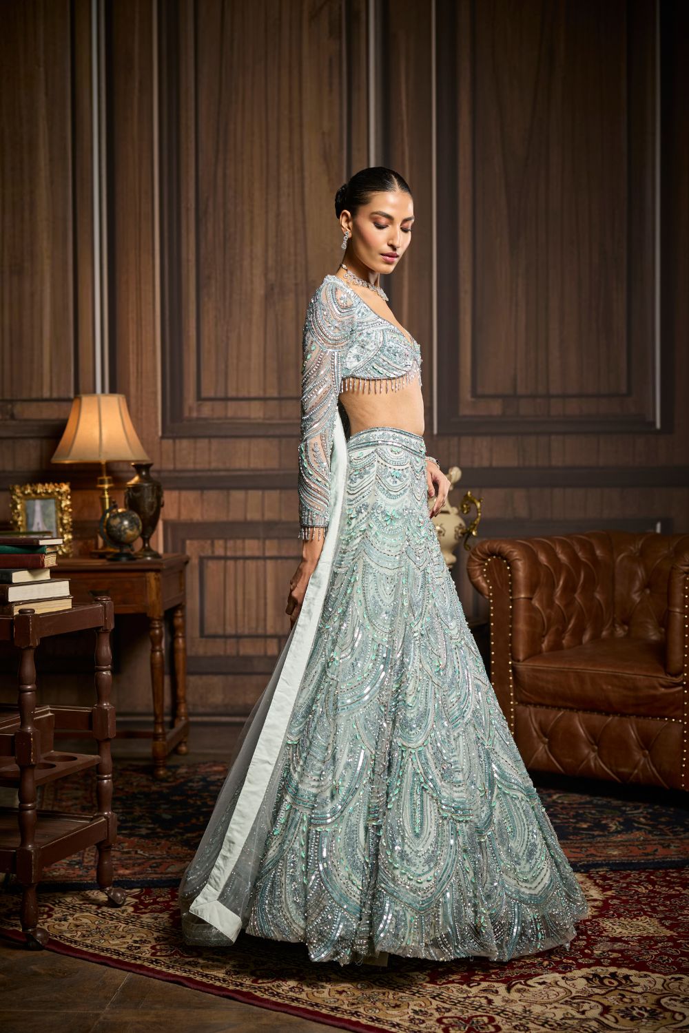 ICE BLUE FULLY EMBELLISHED LEHENGA SET