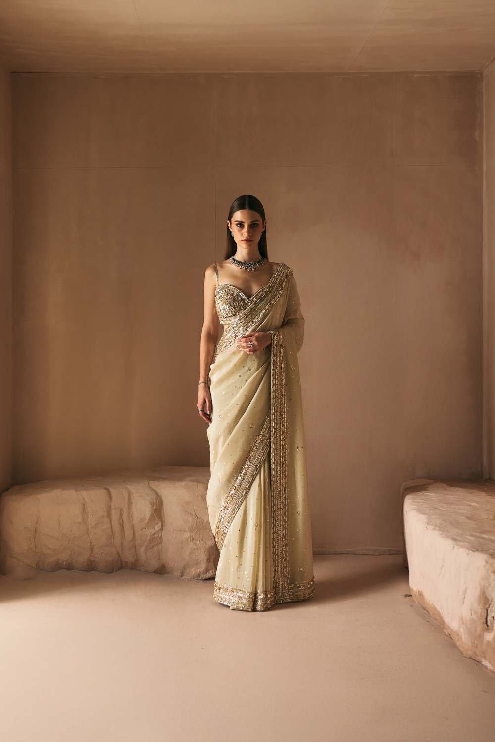 Champage Whisper Saree Set