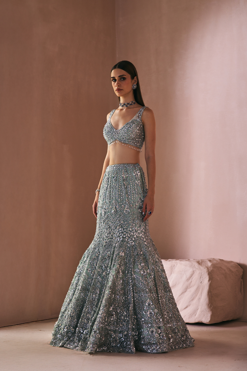 Silver Elysian Lehenga set