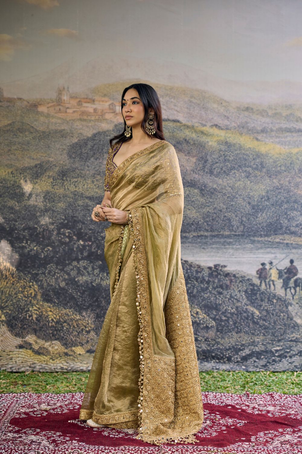 Zarvika Fusion Tissue Saree Set