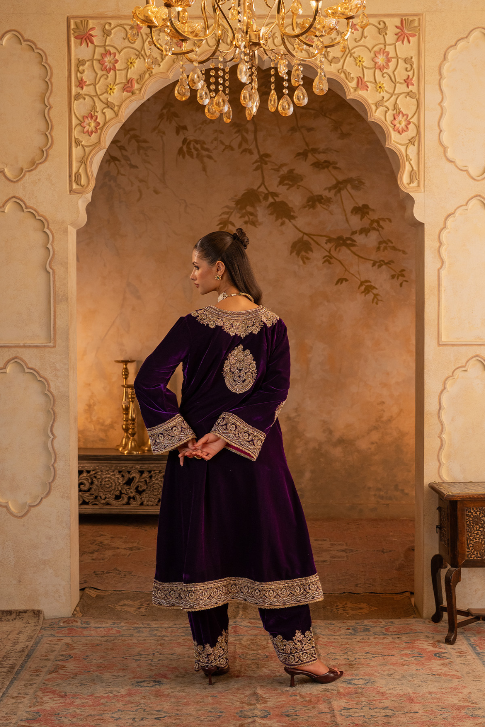 Purple Velvet Suit Set