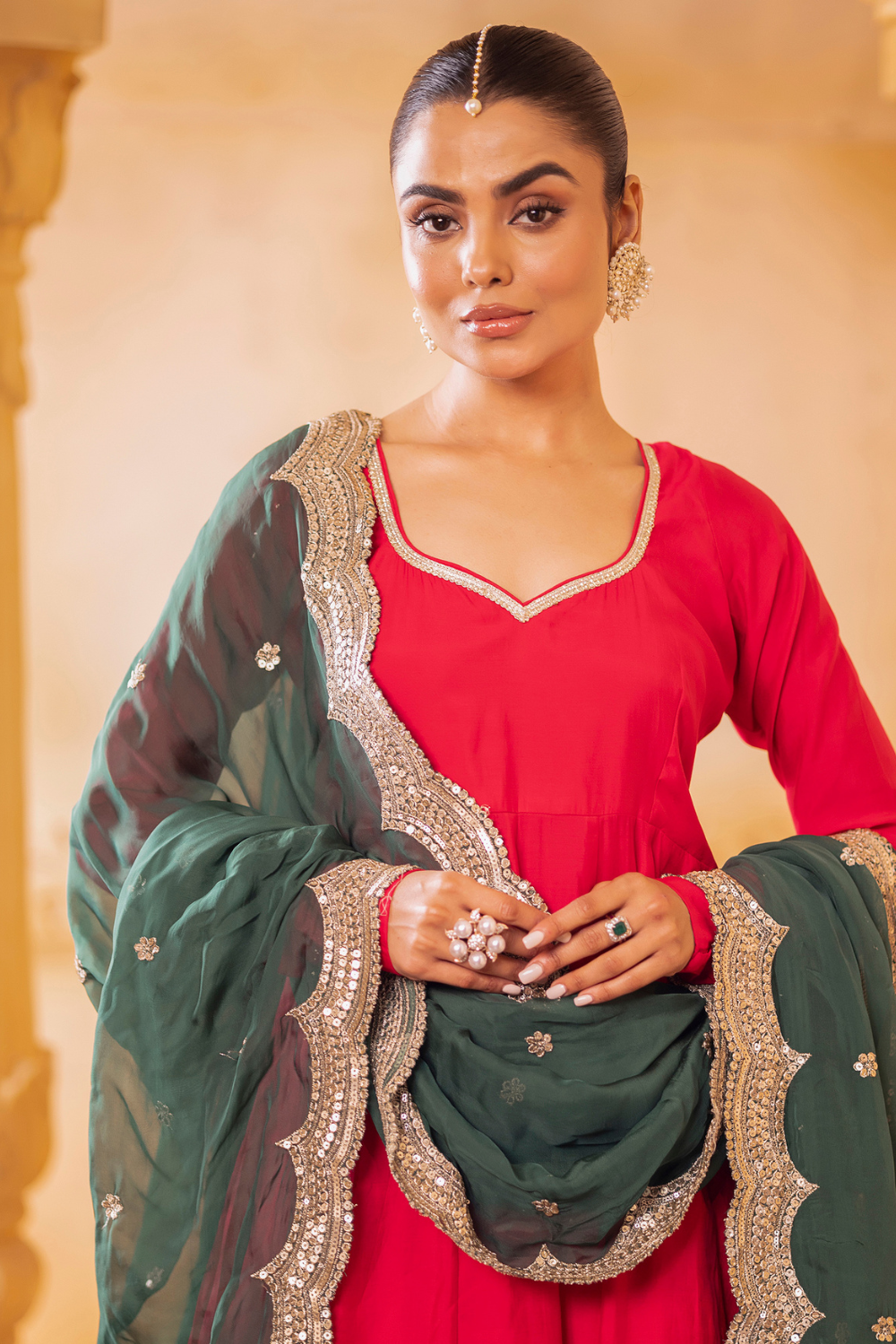 Pink Modal Silk Anarkali Set