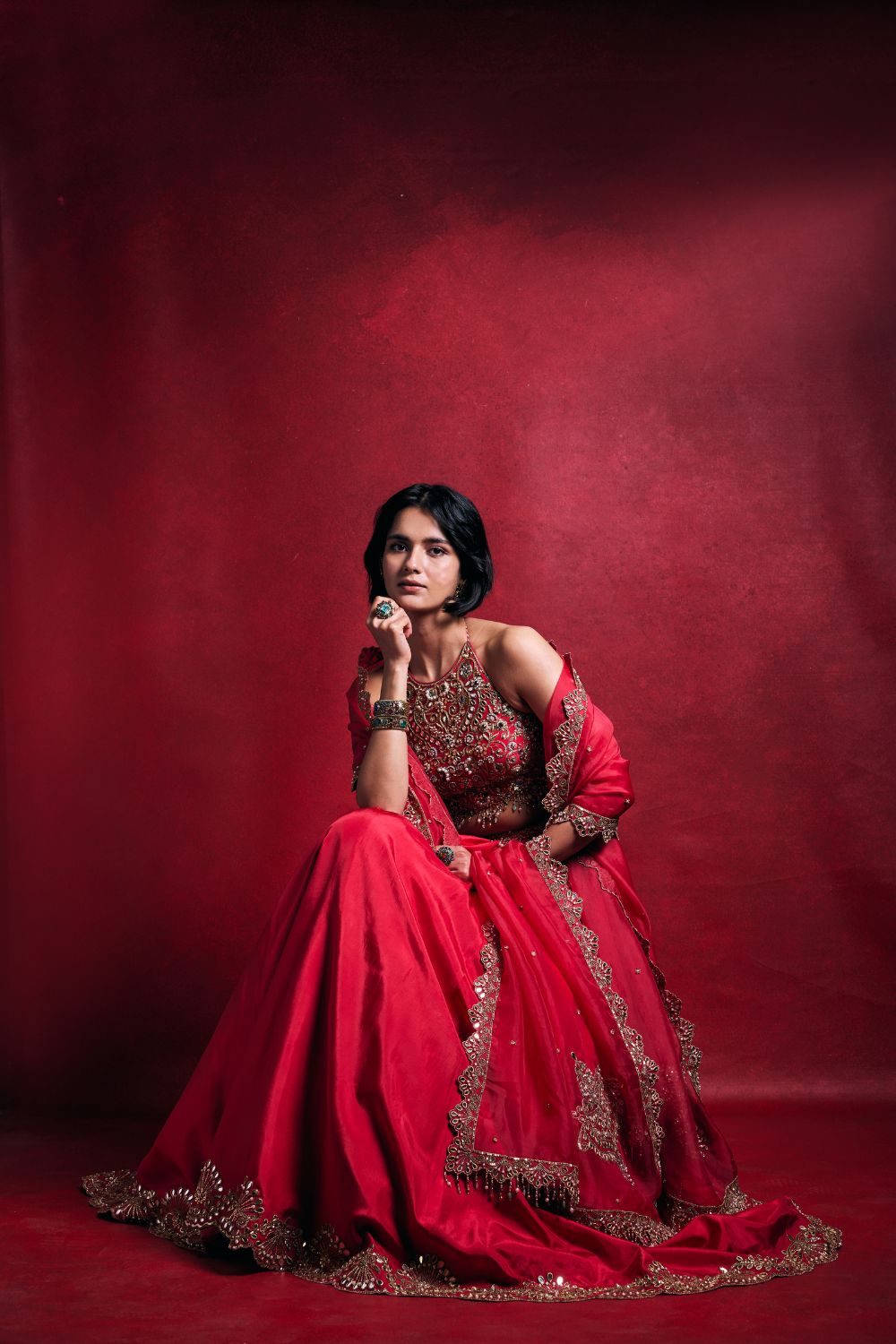 FUSCIA PINK SILK LEHENGA SET