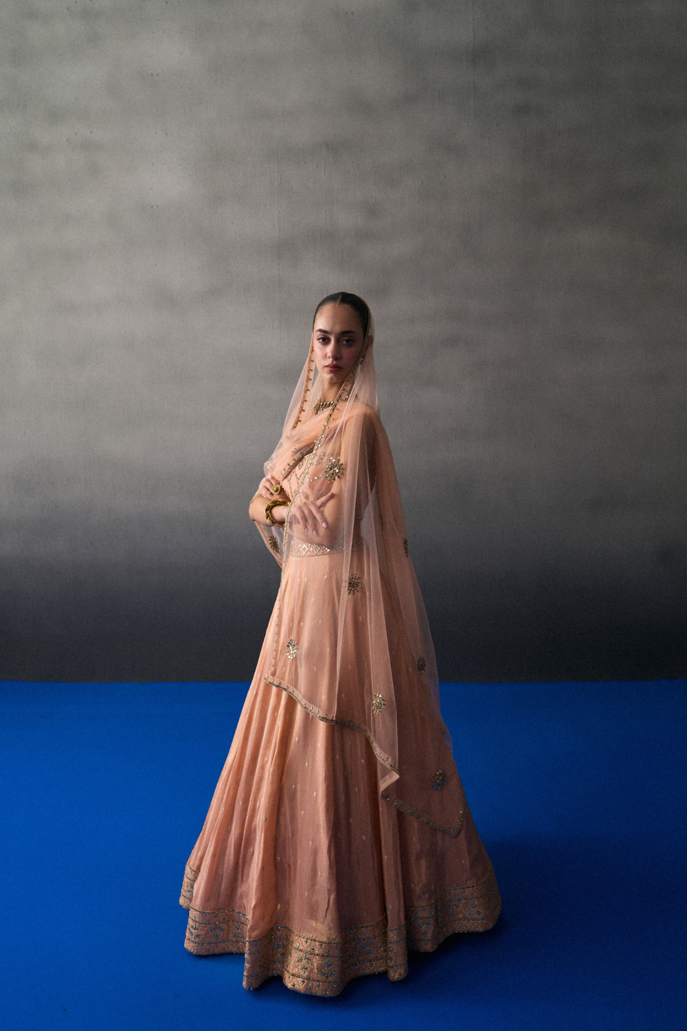 Peach Benarasi Festive Lehenga