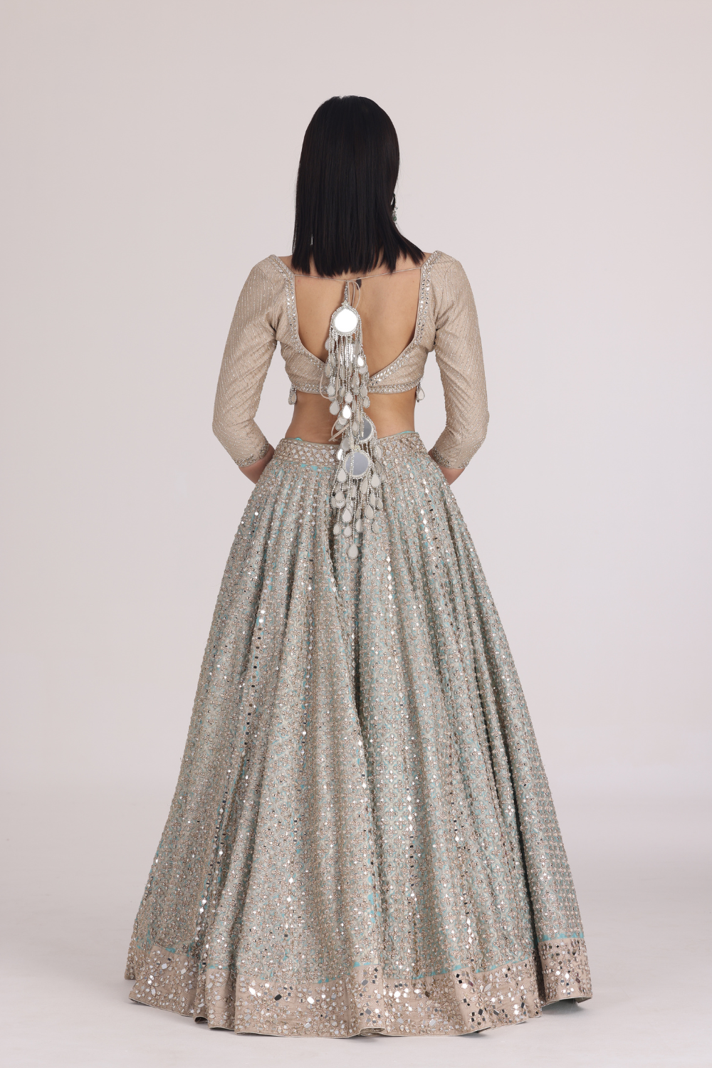 Sky Blue Pink Lehenga Set