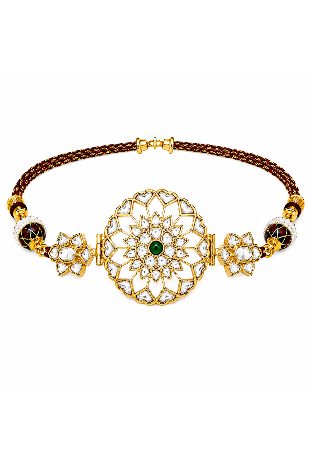 Handcrafted Jadau Kundan Choker Set with Pearl Accents