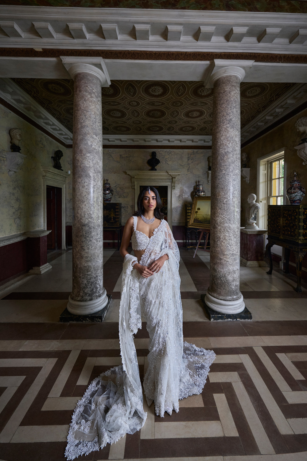 Ivory Three-Dimensional Saree