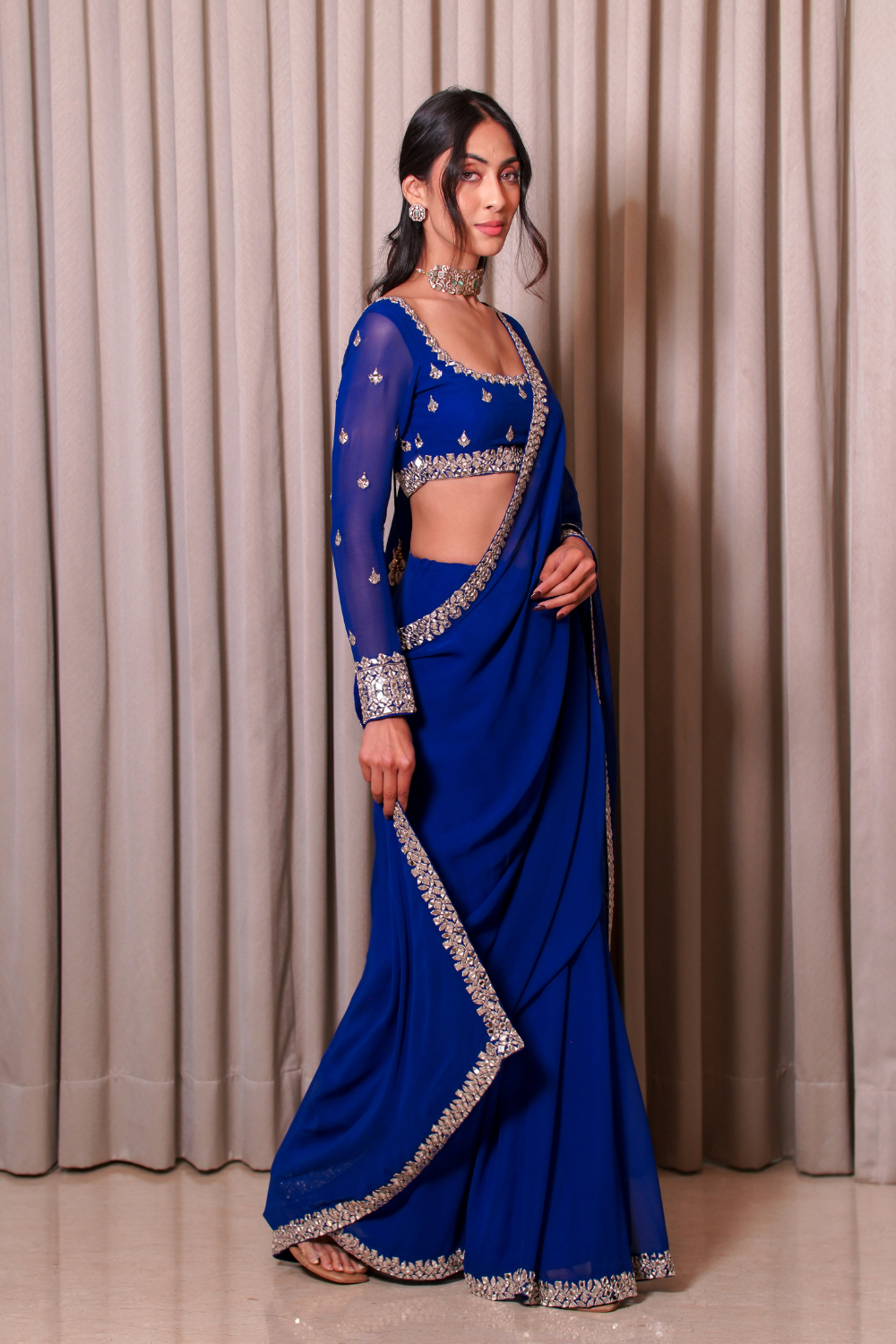Elcetric Blue Saree Set