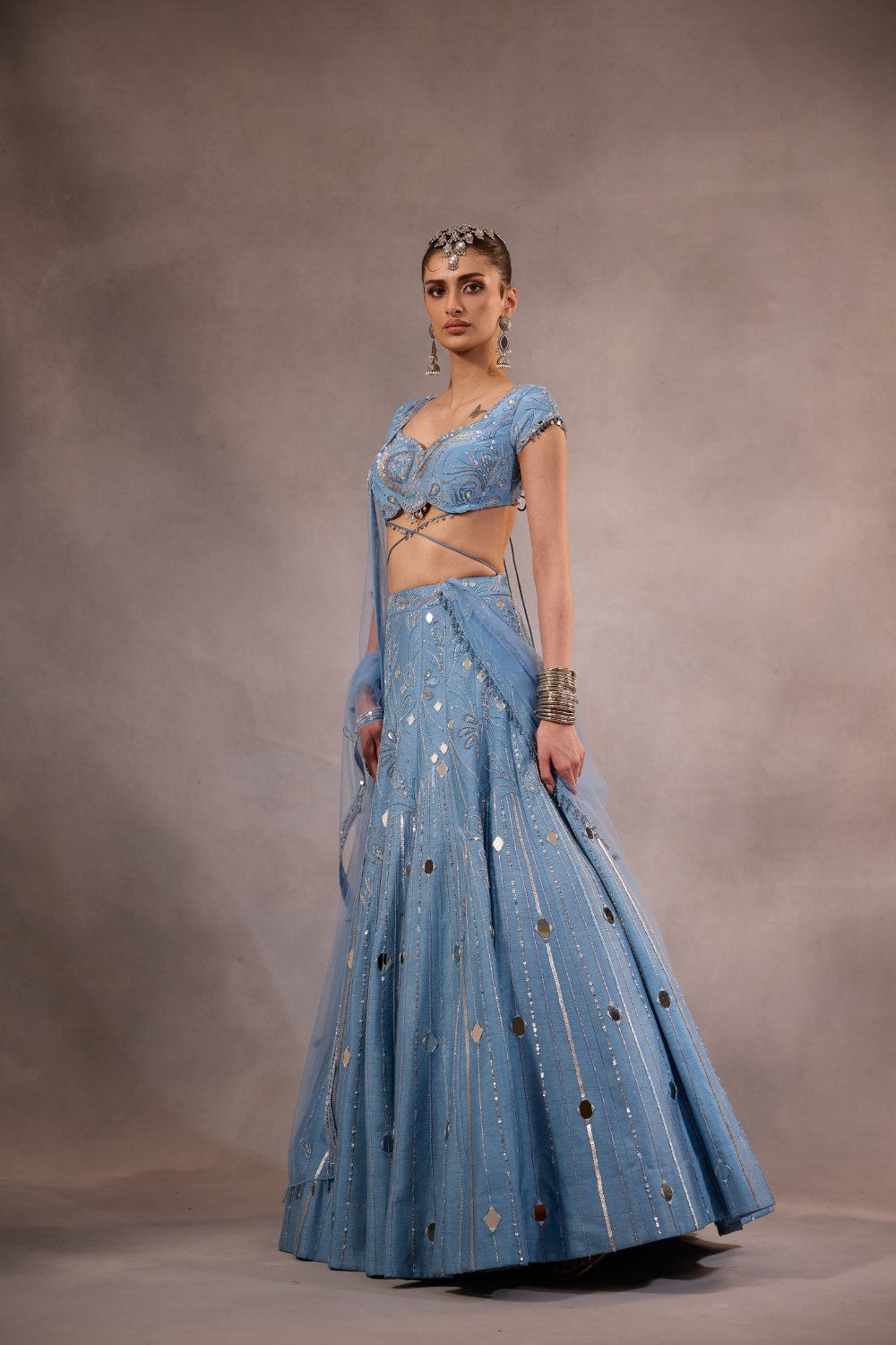 Blue Embroidered Lehenga