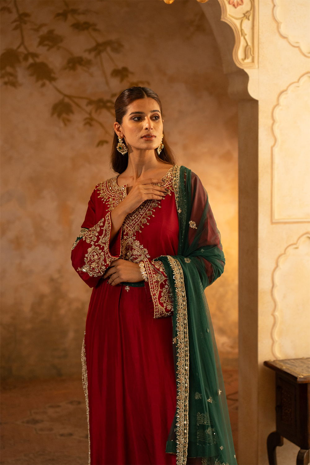 Maroon Silk Suit Set