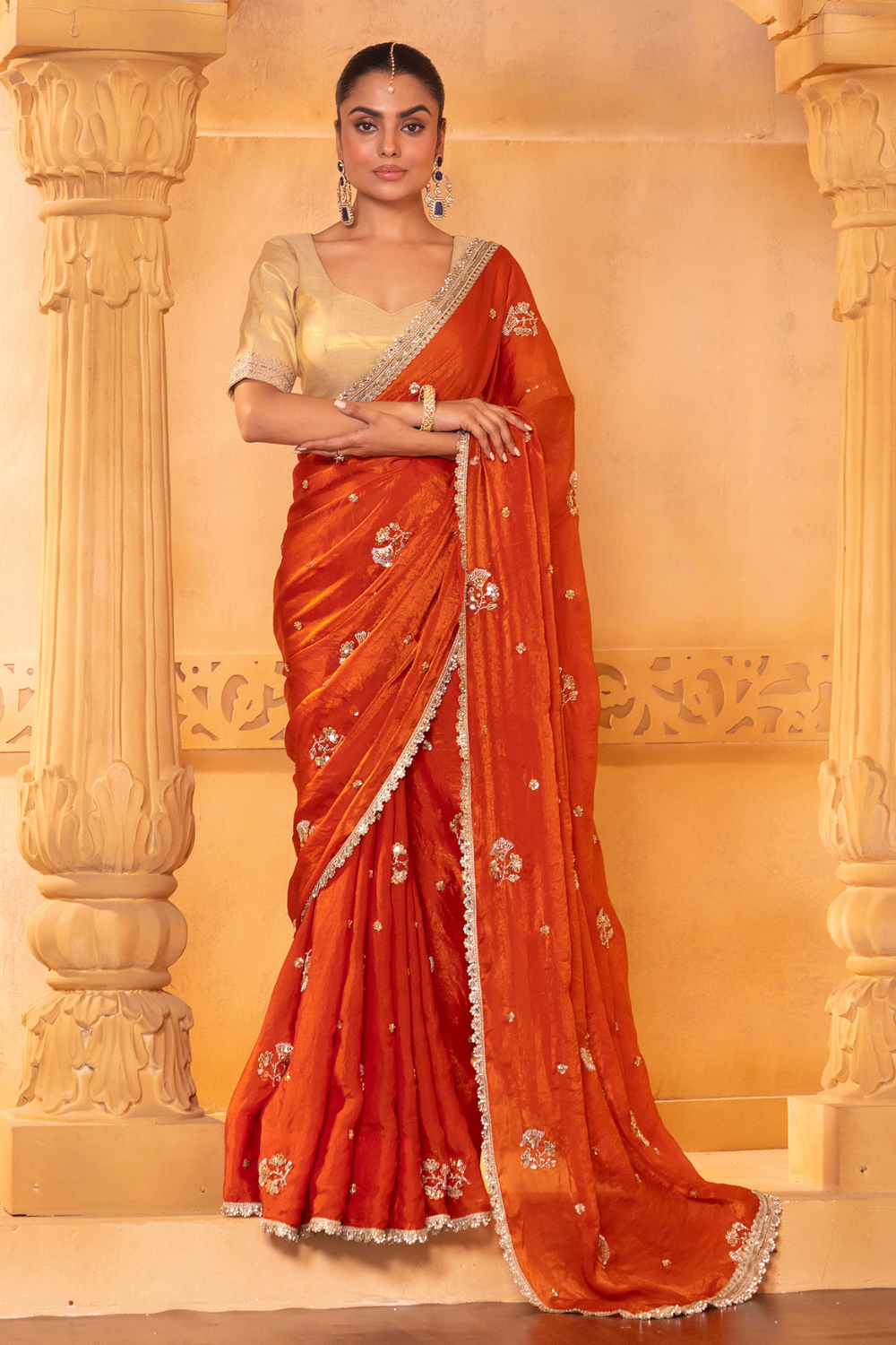 Burnt Orange Saree Set