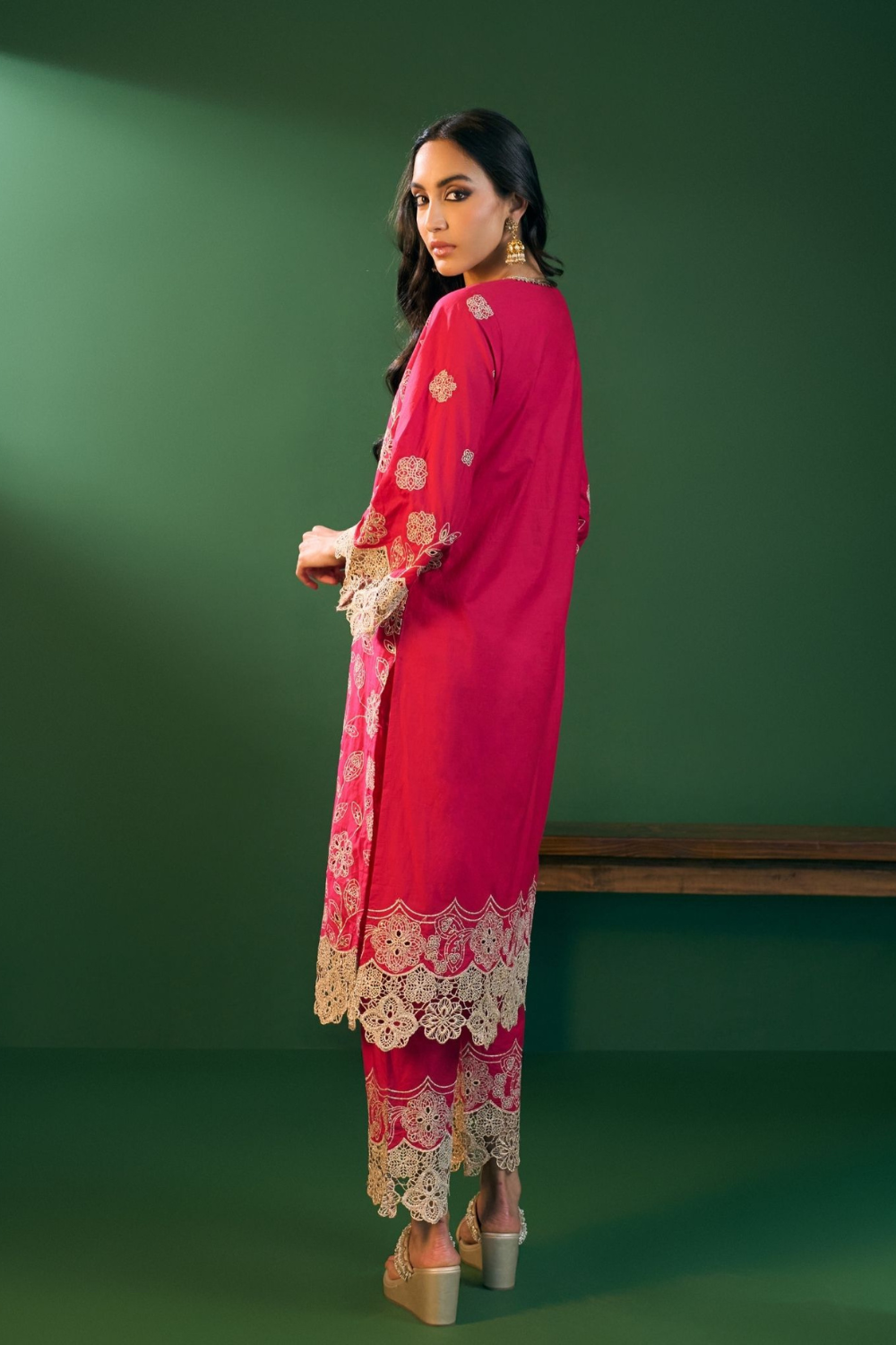 Arisha Supima Cotton Fuschia Kurta Set