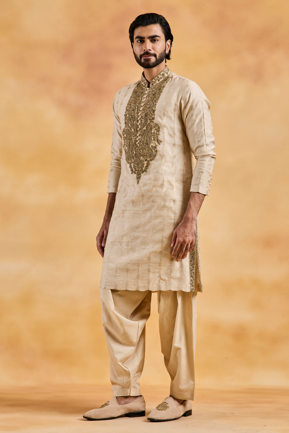 Beige Banarasi Booti Kurta Salwar Set