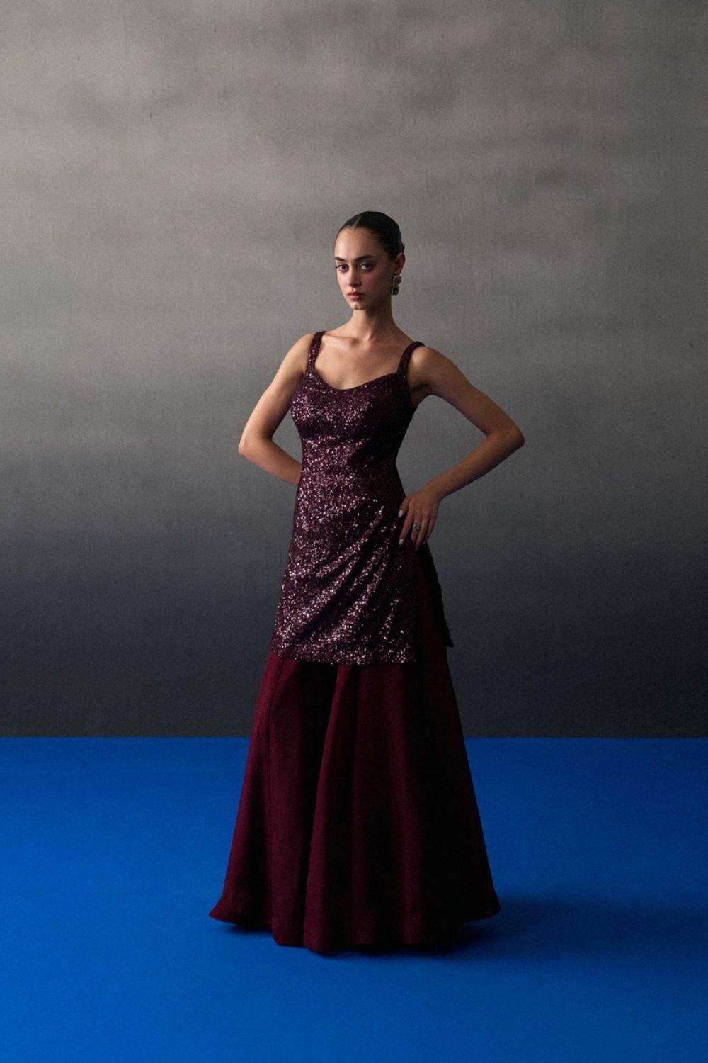 Crimson Sequins Sharara Set