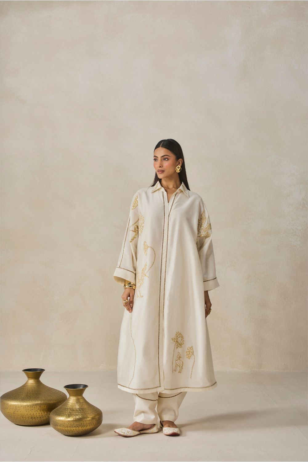 Chanderi Shirt Kurta With Salwar Set
