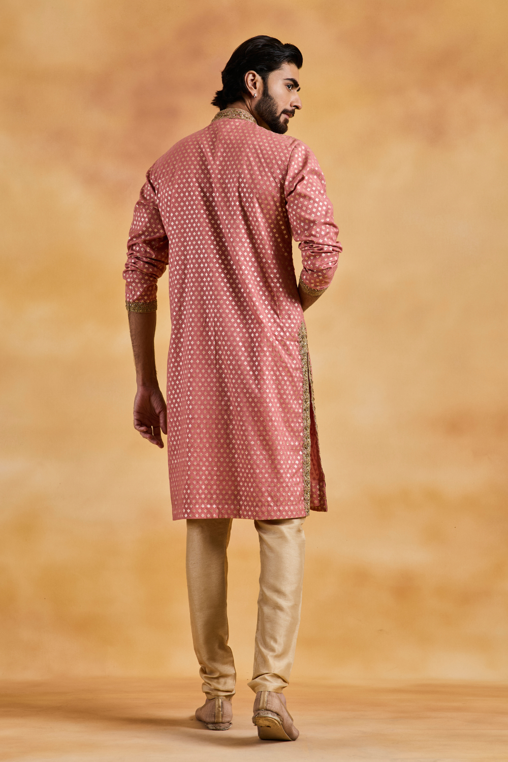 Dusty Rose Chanderi Booti Kurta Churidar Set