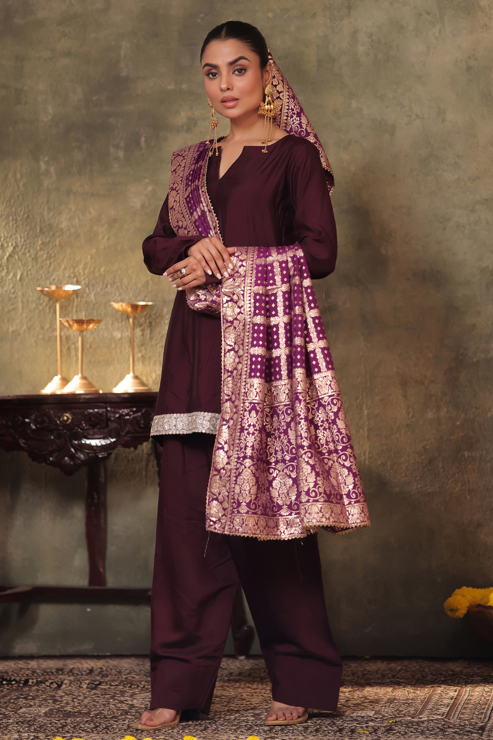 Plum Kurta Farshi Set