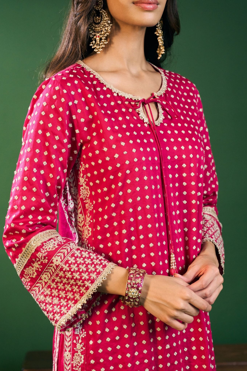 Reya Pima Satin Fuchsia Kurta Set