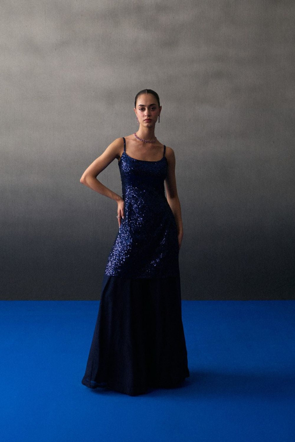 Midnight Blue Sequins Saree