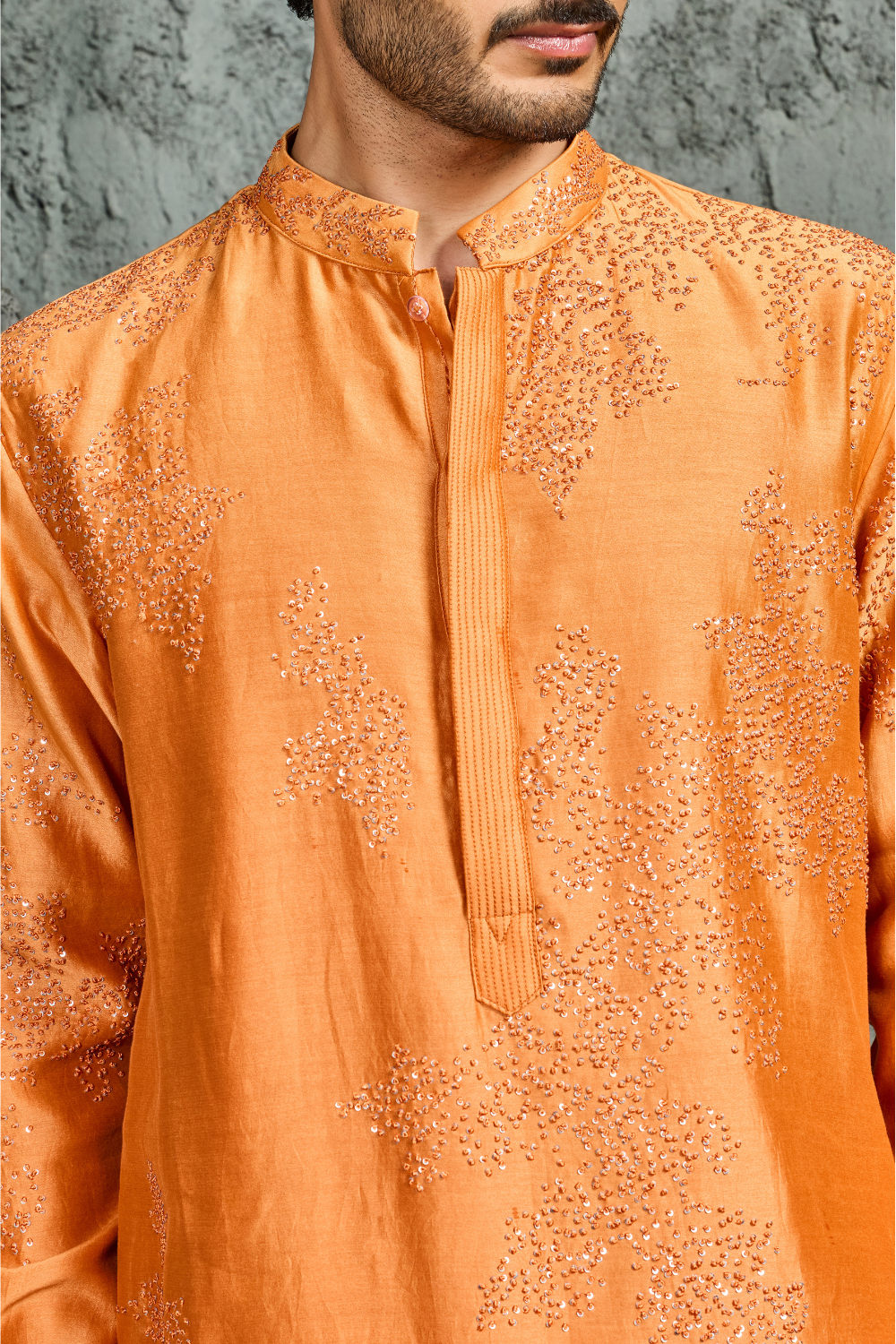 Sunset Bloom Orange French Knot Kurta Set