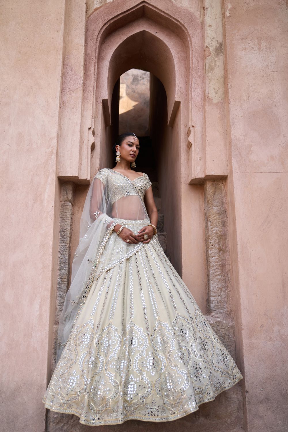 KIRAN — Gold Tissue Lehenga Set