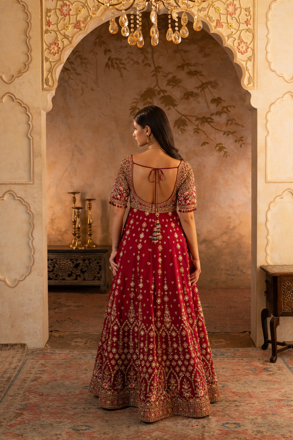 Maroon Raw Silk Anarkali Set