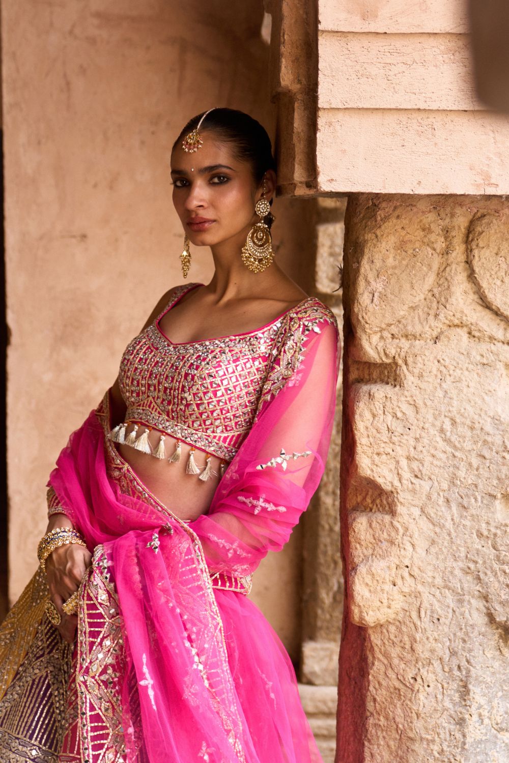 RANG —Multi colored Lehenga Set with Contrast Blouse