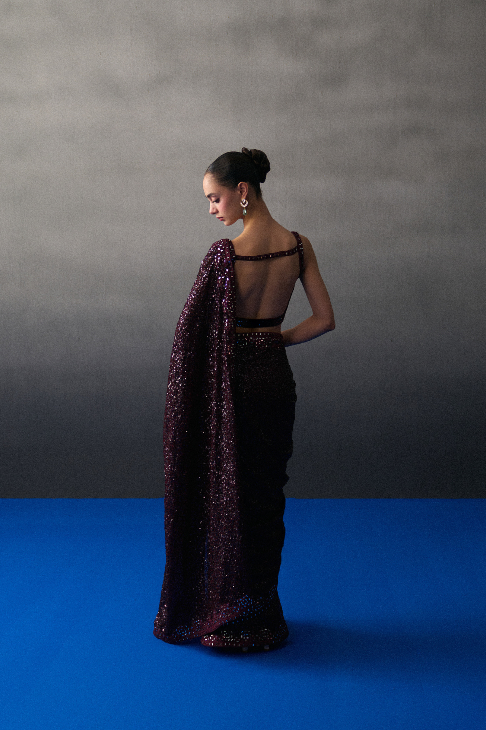 Crimson Sequins Saree