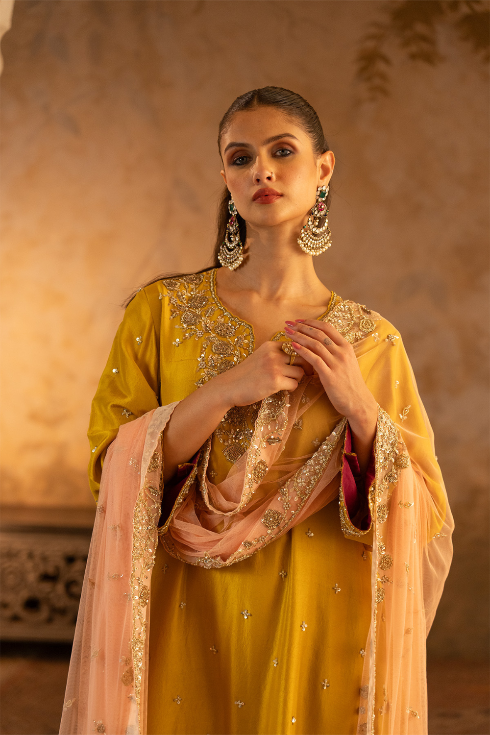 Mustard Silk Suit Set
