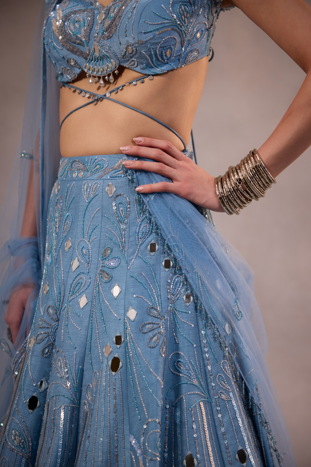 Blue Embroidered Lehenga