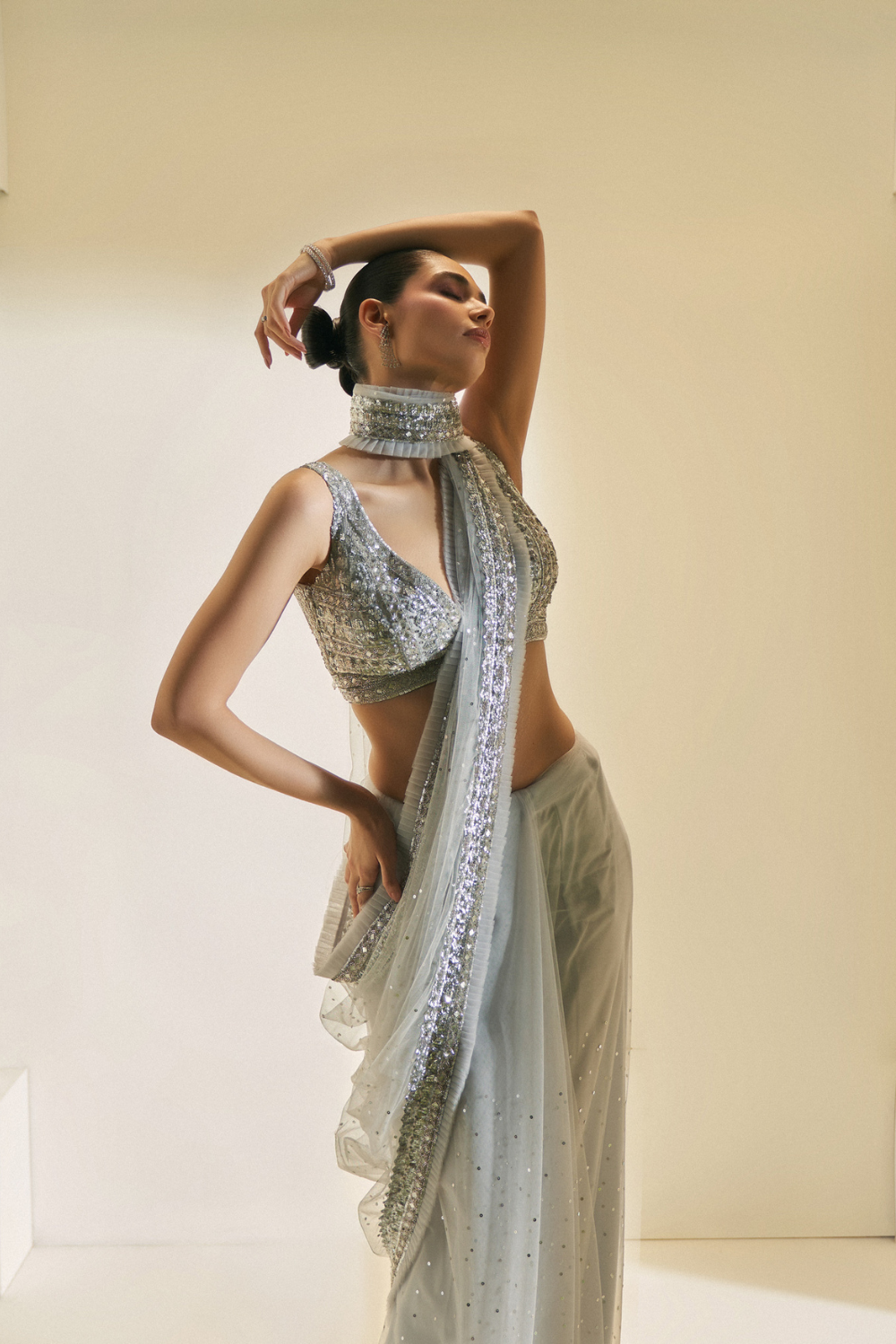 Silver Haze Saree Set