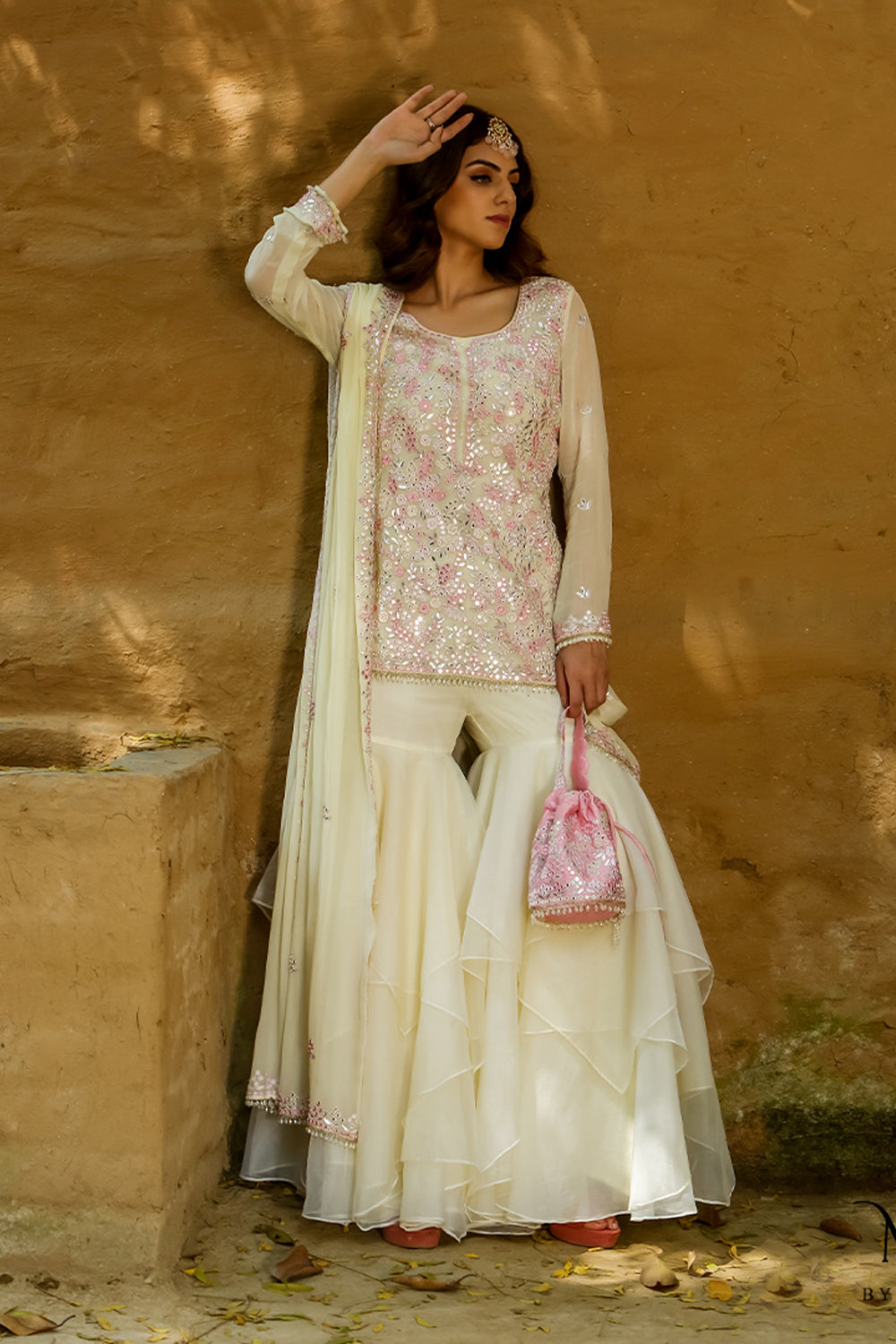 Zoya - Lemon Short Kurta Sharara Set