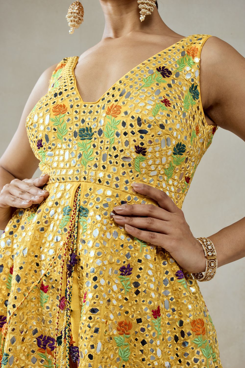 Yellow Sharara Trouser Peplum Set