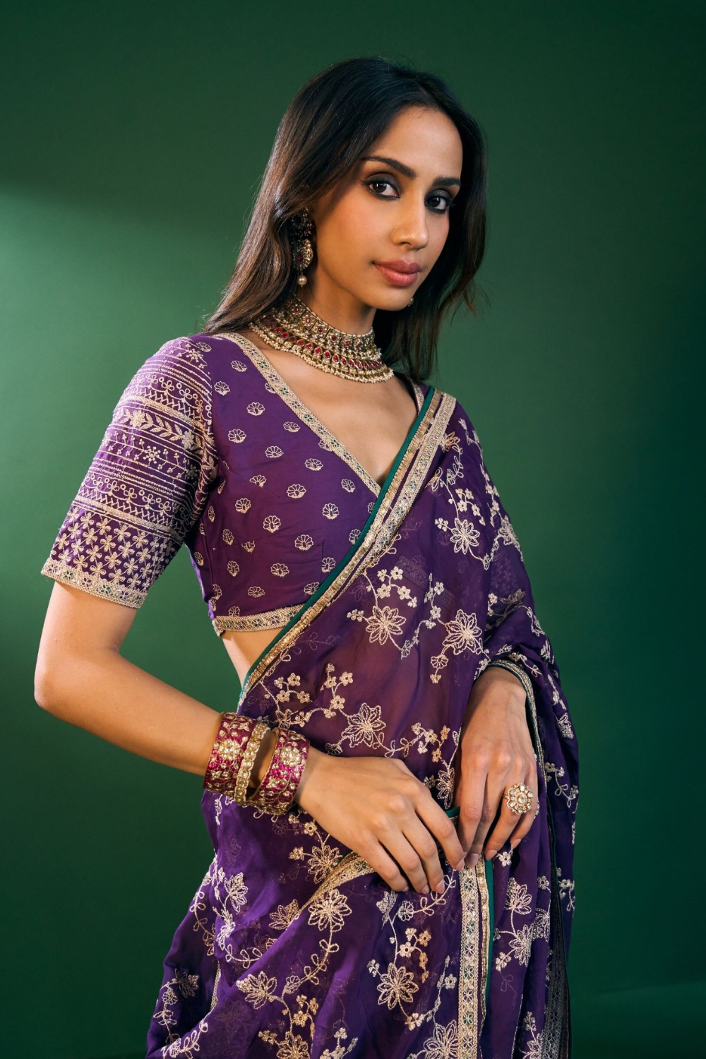 Kavya Organza Purple Saree