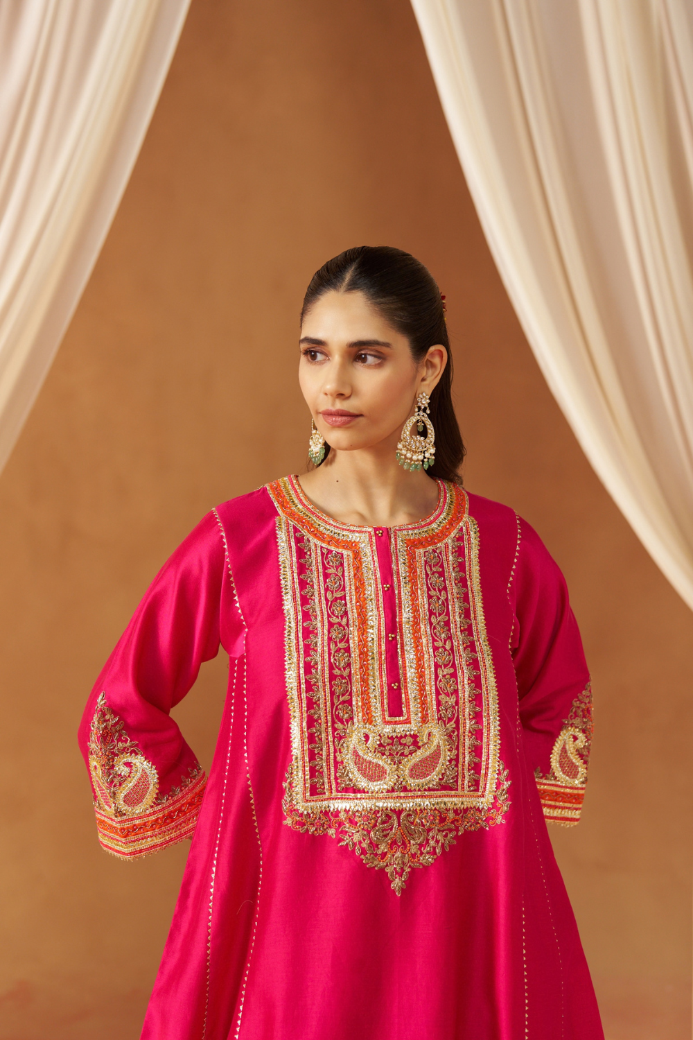 Daneen Hotpink Chauga With Salwar and Dupatta