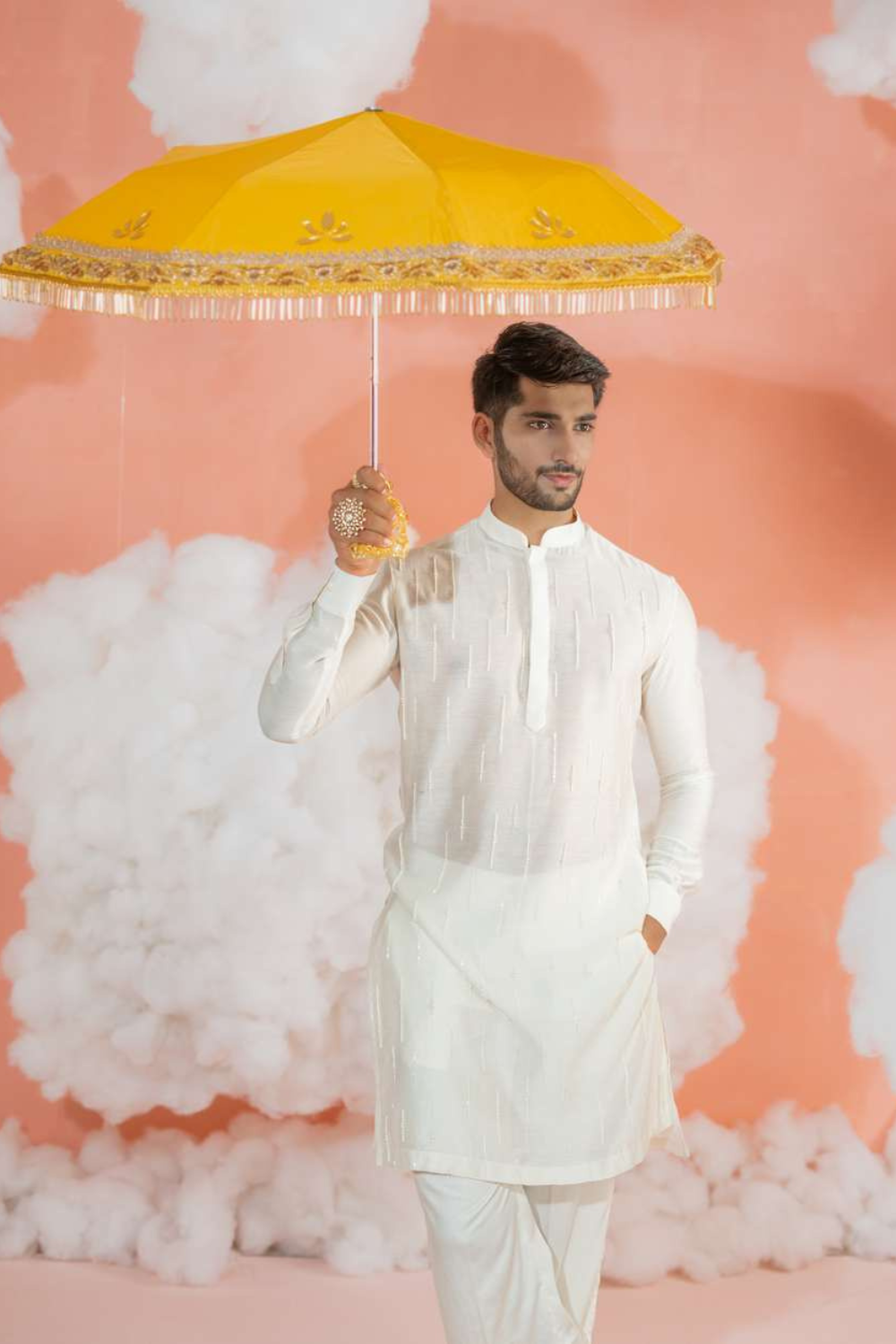 Ivory Fall Pipe Long kurta set
